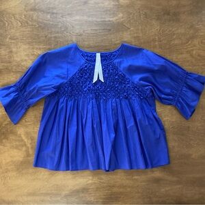 Blue Merlette top xs hand embroidered